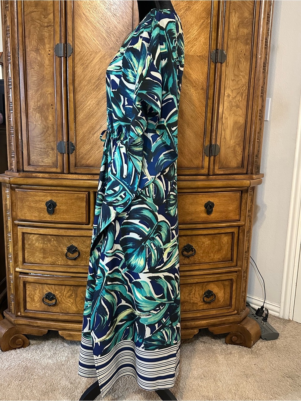 Collection XVIII Tropical Palm Print Beach Cover Up Kimono One Size - Picture 6 of 8